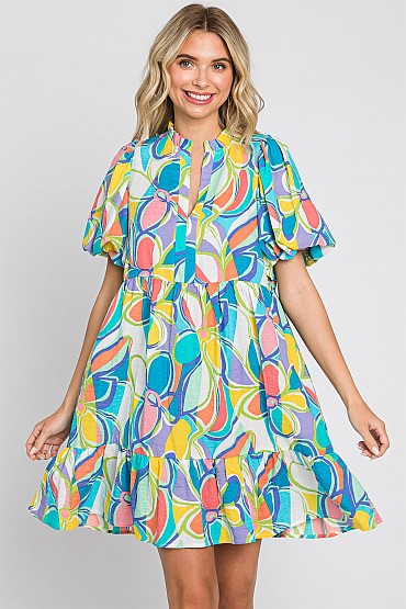 Multicolor Print Dress: WD60880
